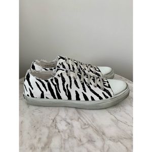 SAINT LAURENT White & Black Zebra Bedford Sneakers